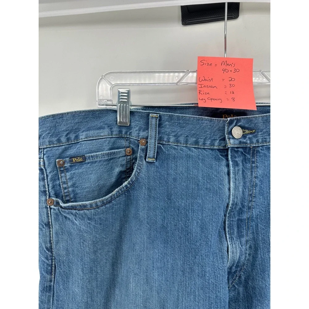 Polo Ralph Lauren Varick Slim Straight Jeans Mens 40x30 Medium Wash Blue Denim